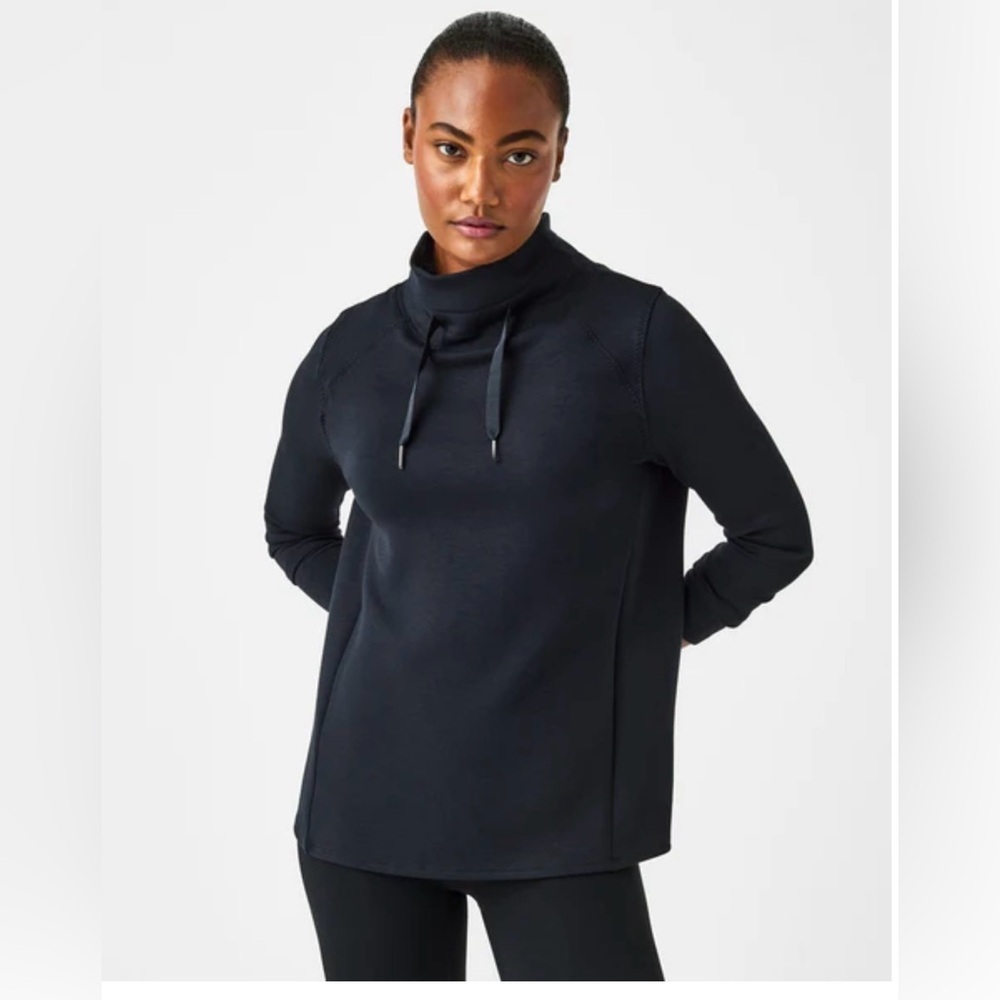 SPANX Black Athleisure Pullover Sweatshirt Women Small Funnel Neck Top - Picture 3 of 10